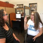 Rep. Jennifer Longdon taking a crash course in American Sign Language with Beca Bailey, June 12, 2019 (Photo: AzCDHH Twitter)
